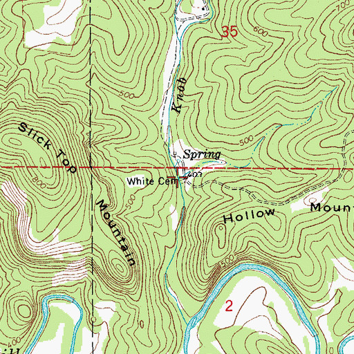 Topographic Map of White Cemetery, AR