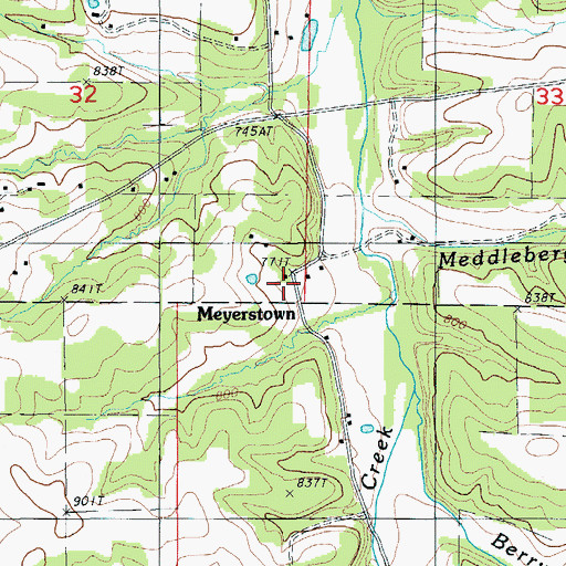 Topographic Map of Meyerstown, MO