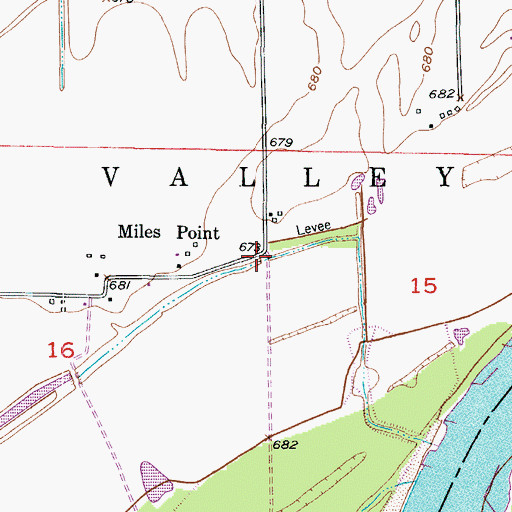 Topographic Map of Miles Point, MO