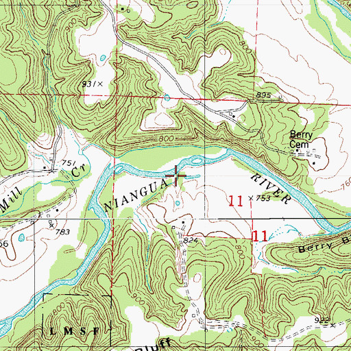 Topographic Map of Miller Ford (historical), MO