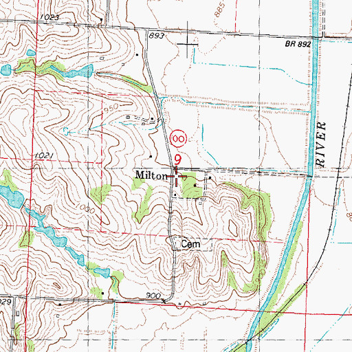 Topographic Map of Milton, MO