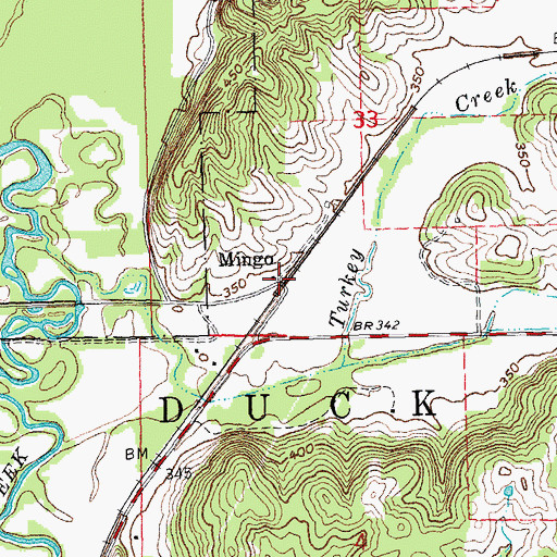 Topographic Map of Mingo, MO