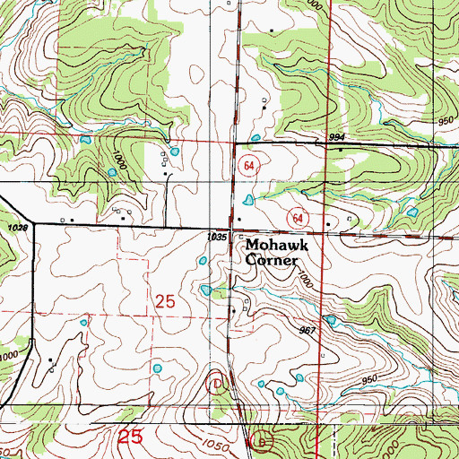 Topographic Map of Mohawk Corner, MO