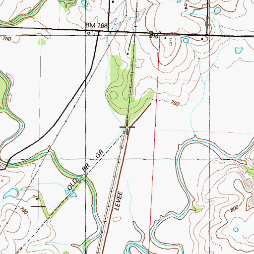 Topographic Map of Monteith Junction, MO