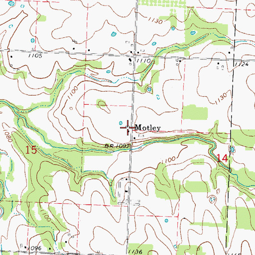 Topographic Map of Motley, MO