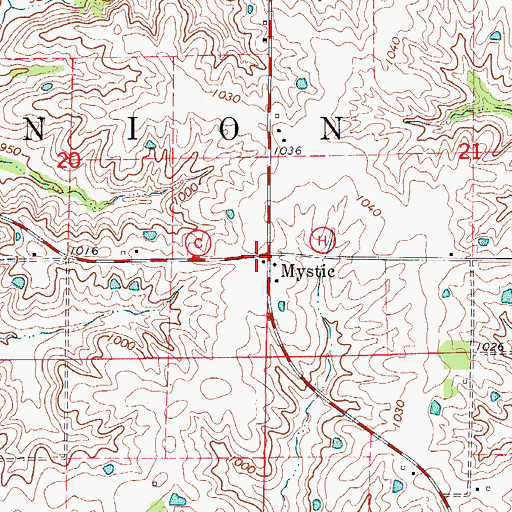 Topographic Map of Mystic, MO