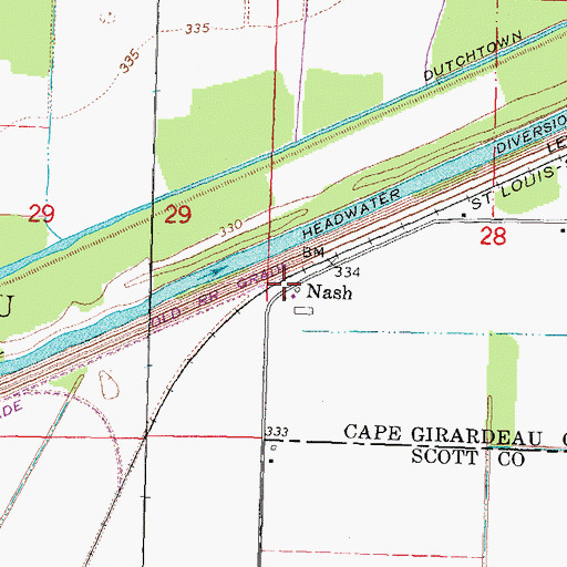 Topographic Map of Nash, MO