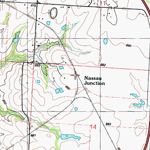 Topographic Map of Nassau Junction, MO