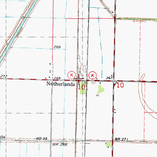 Topographic Map of Netherlands, MO