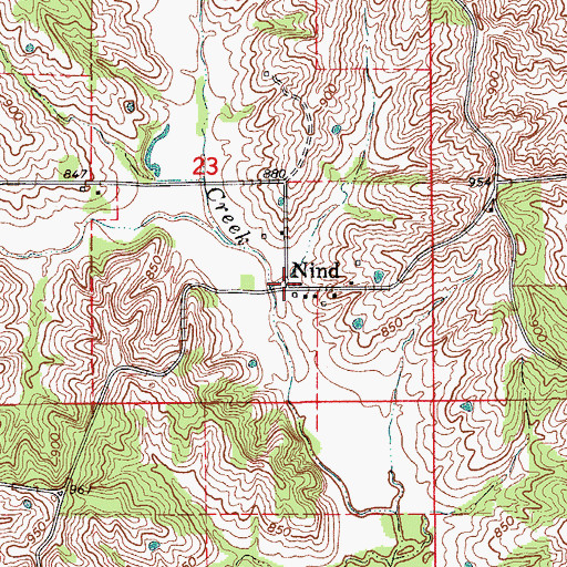 Topographic Map of Nind, MO