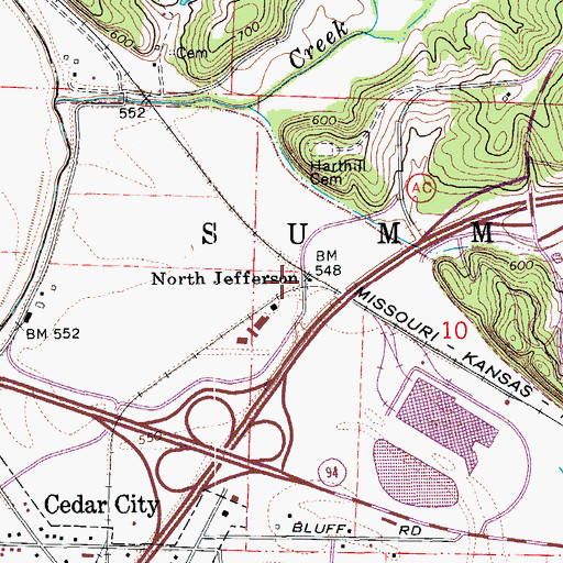 Topographic Map of North Jefferson, MO