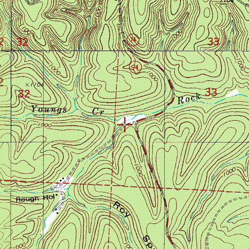 Topographic Map of Youngs Creek, AR
