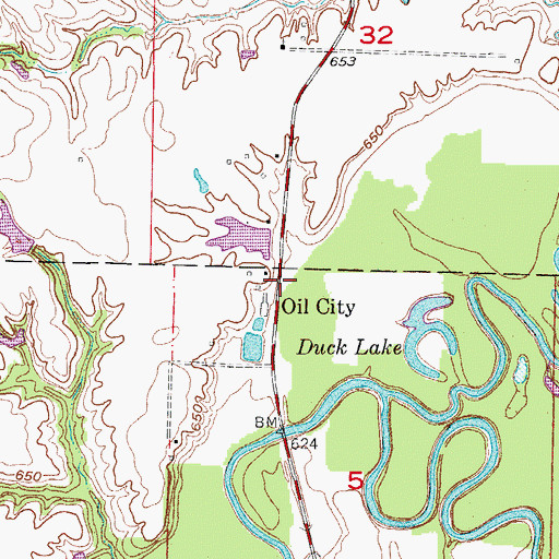 Topographic Map of Oil City, MO