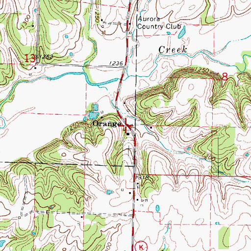 Topographic Map of Orange, MO
