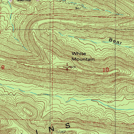 Topographic Map of White Mountain, AR