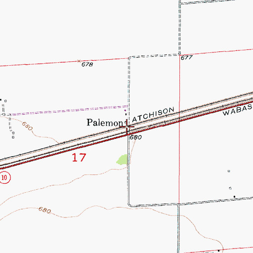 Topographic Map of Palemon, MO