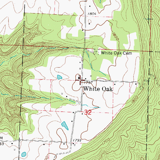 Topographic Map of White Oak, AR