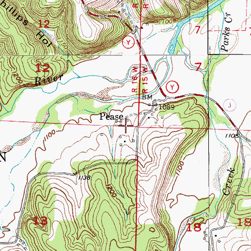 Topographic Map of Pease, MO