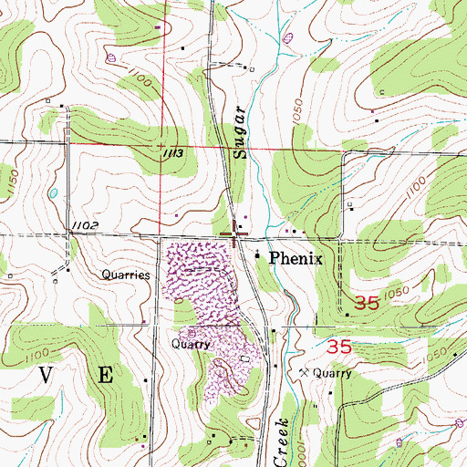Topographic Map of Phenix, MO