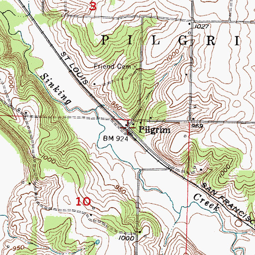 Topographic Map of Pilgrim, MO