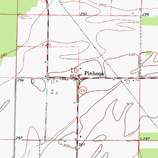 Topographic Map of Pinhook, MO
