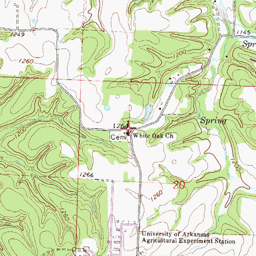 Topographic Map of White Oak Church, AR