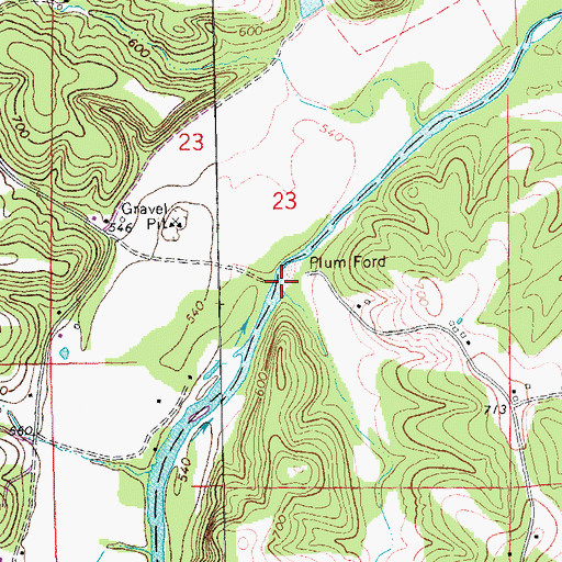 Topographic Map of Plum Ford, MO