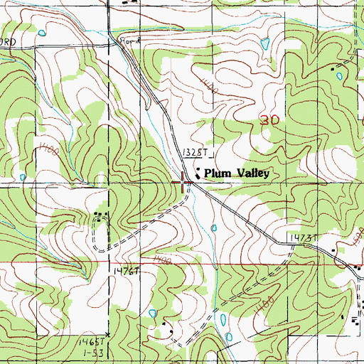 Topographic Map of Plum Valley, MO