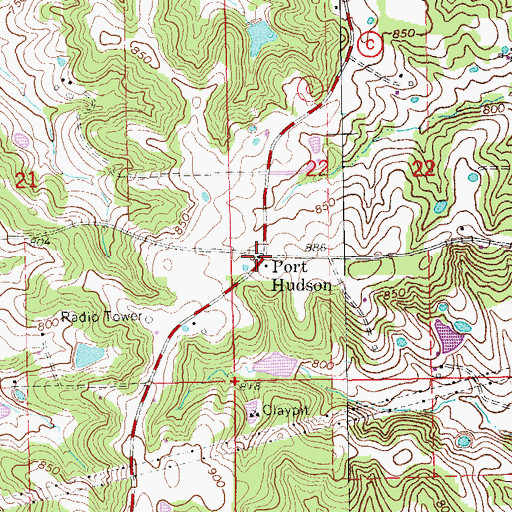 Topographic Map of Port Hudson, MO