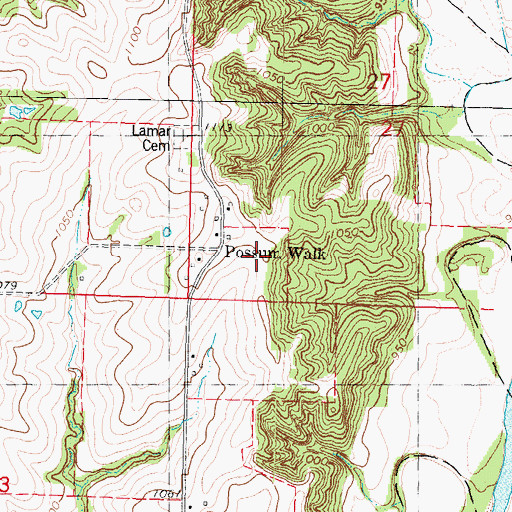 Topographic Map of Possum Walk, MO