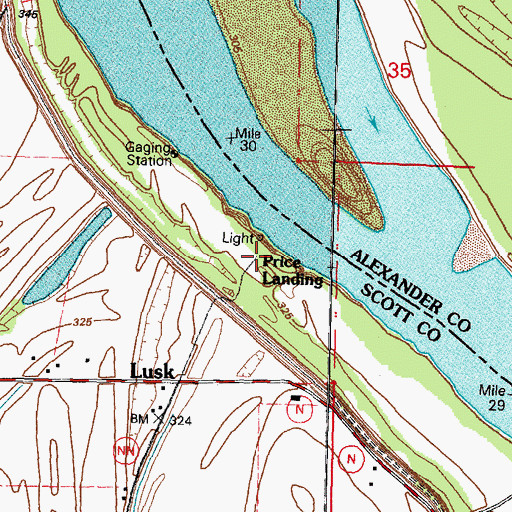 Topographic Map of Price Landing, MO
