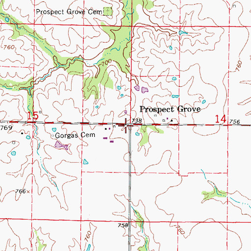 Topographic Map of Prospect Grove, MO