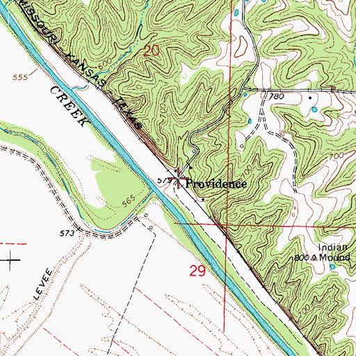 Topographic Map of Providence, MO
