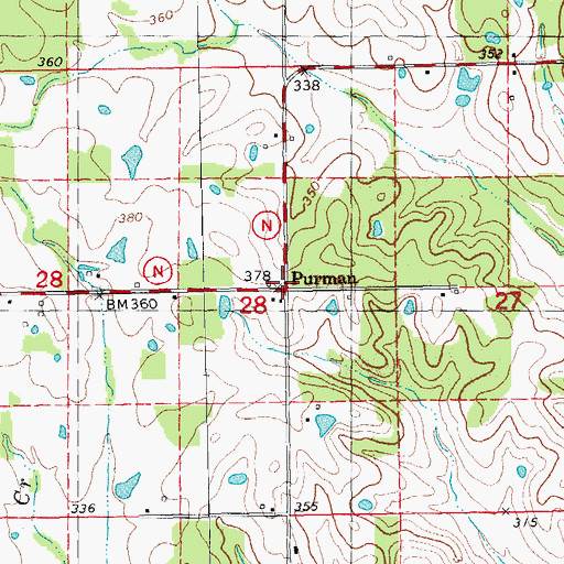 Topographic Map of Purman, MO