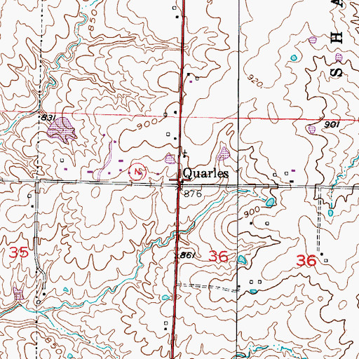 Topographic Map of Quarles, MO