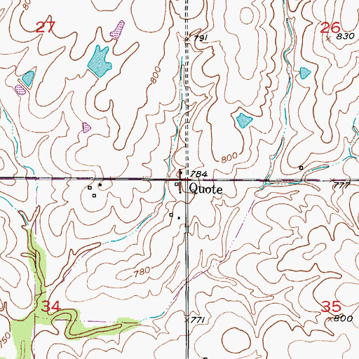 Topographic Map of Quote, MO