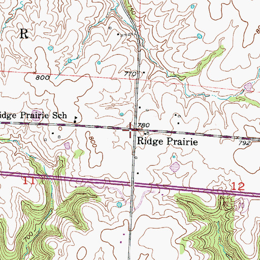 Topographic Map of Ridge Prairie, MO