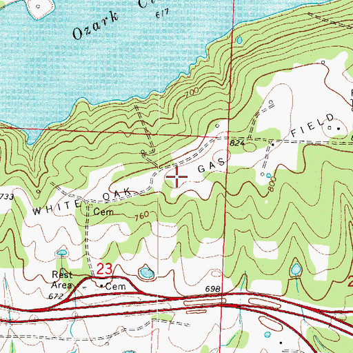 Topographic Map of White Oak Gas Field, AR