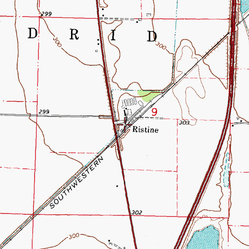 Topographic Map of Ristine, MO