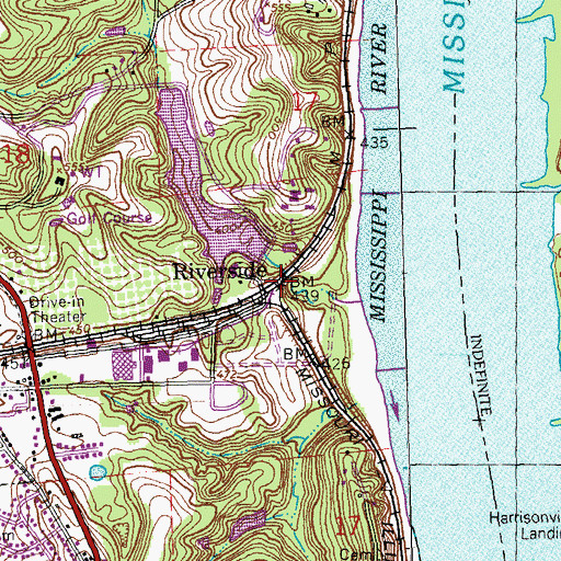 Topographic Map of Riverside, MO