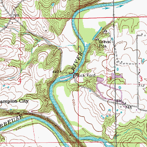 Topographic Map of Rock Ford, MO