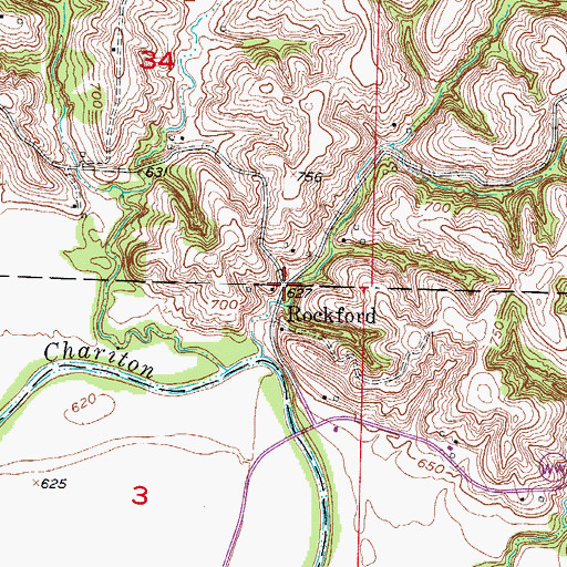 Topographic Map of Rockford, MO