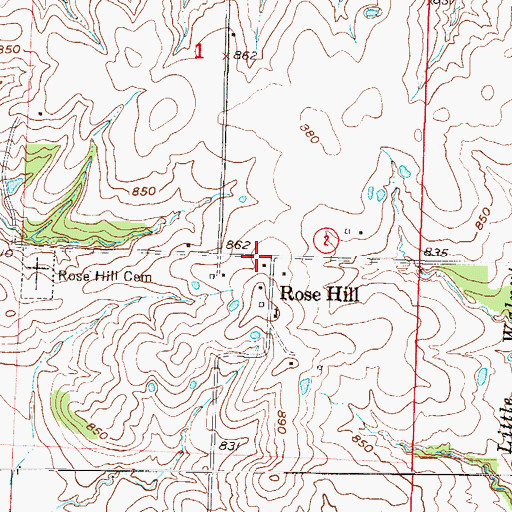 Topographic Map of Rose Hill, MO