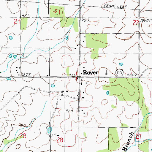 Topographic Map of Rover, MO