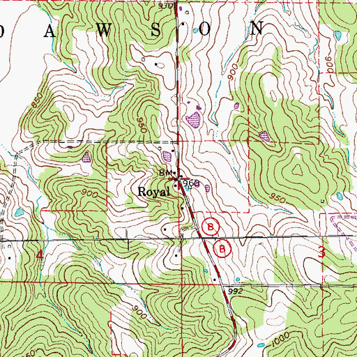 Topographic Map of Royal, MO