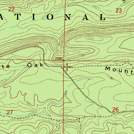 Topographic Map of White Oak Mountain, AR