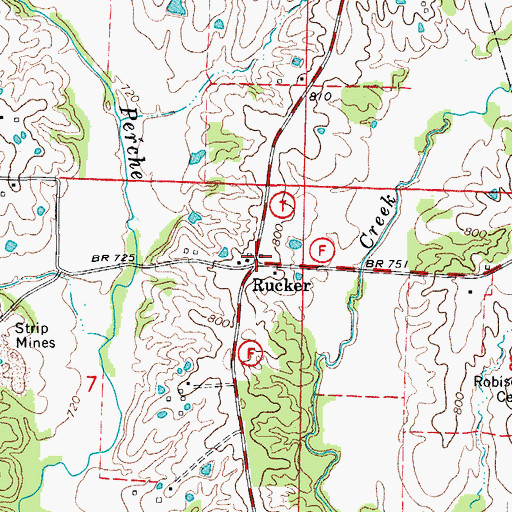 Topographic Map of Rucker, MO