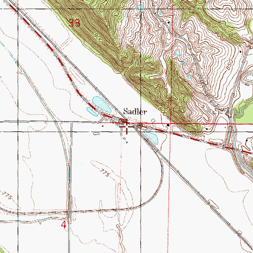 Topographic Map of Sadler, MO