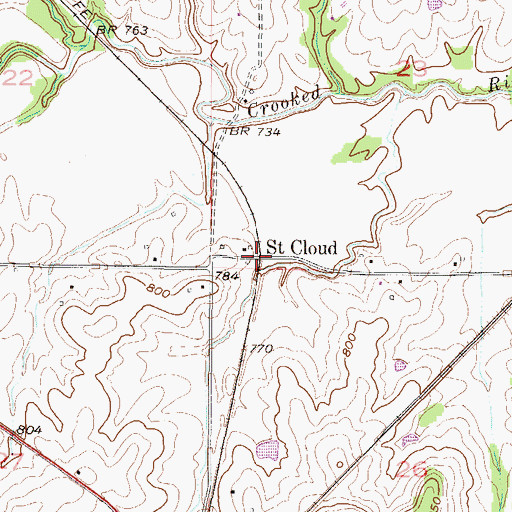 Topographic Map of Saint Cloud, MO