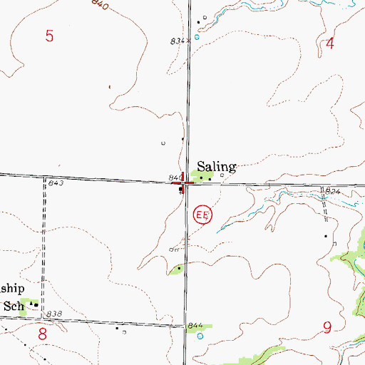 Topographic Map of Saling, MO